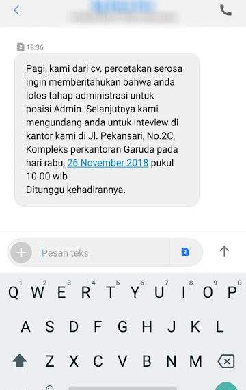 panggilan interview via sms