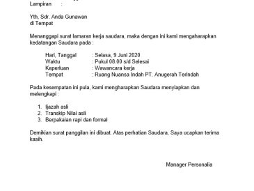 email panggilan interview